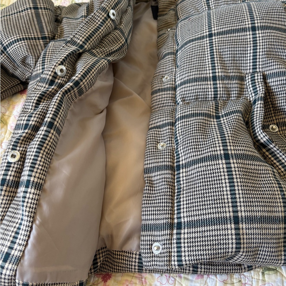 Collectionb New York Girls  Tan Plaid Puffer Jacket Size XS - Picture 10 of 15